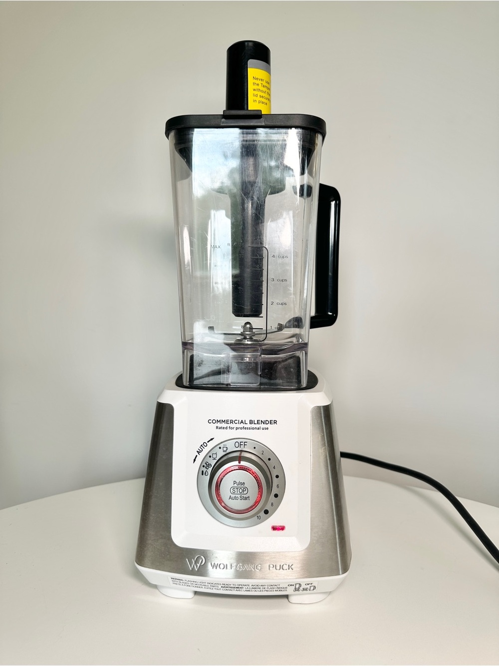 Wolfgang Puck White and Silver Commercial Blender with Clear Pitcher